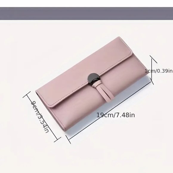 Pink Foldable Long Wallet, Mobile Phone Bag, Snap Button Purse With Card Slots - Picture 2 of 3